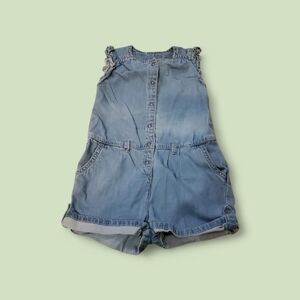 Light Blue Zara Baby Denim Romper Shorts - Sleeveless Casual With Snaps